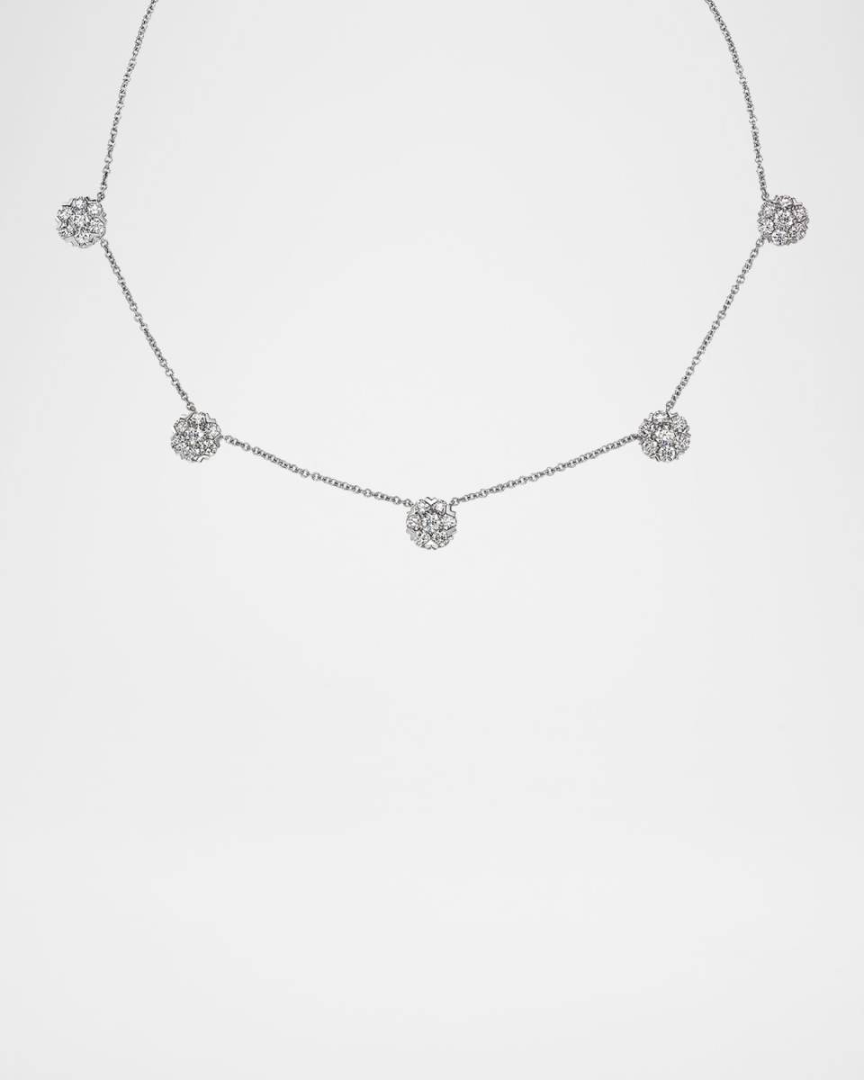 Platinum Five-Station Diamond Necklace, 16"L